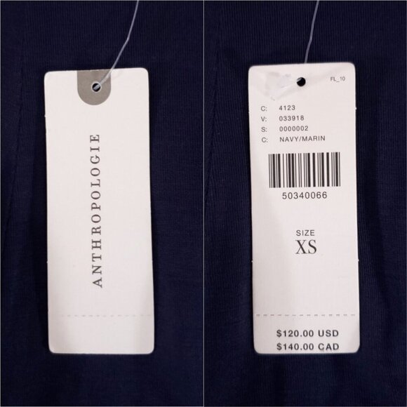 NWT Anthropologie Womens Size XS Delano Knit Wide Leg Pants Navy Blue $120 - Picture 9 of 12